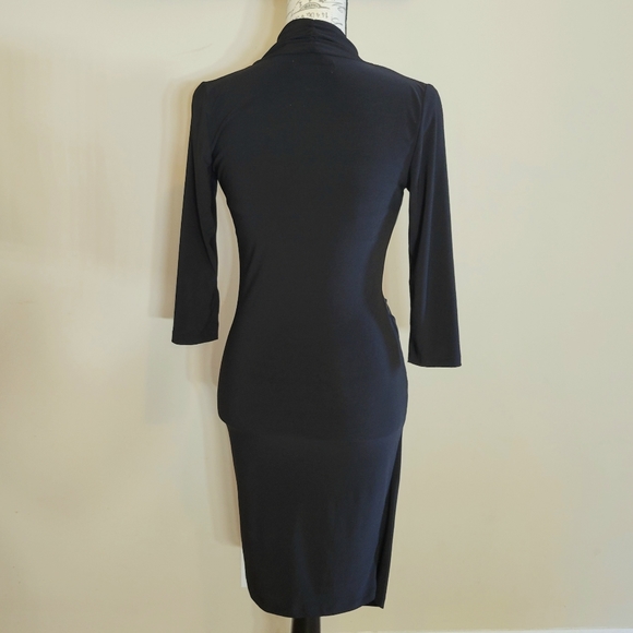 Forever 21 Form Fitting Surplice Wrap Dress Black - Picture 3 of 4
